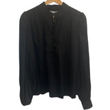 *NWT Trina Turk Sisi Cotton Poplin Sleeve Long Sleeve Covered Button Neck Popover Top, Size L