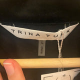 *NWT Trina Turk Sisi Cotton Poplin Sleeve Long Sleeve Covered Button Neck Popover Top, Size L