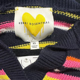 *Kerri Rosenthal Sydney Cotton & Cashmere Edited Stripe Johnny Collar Crop Sweater, Size XS