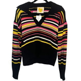 *Kerri Rosenthal Sydney Cotton & Cashmere Edited Stripe Johnny Collar Crop Sweater, Size XS