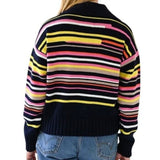 *Kerri Rosenthal Sydney Cotton & Cashmere Edited Stripe Johnny Collar Crop Sweater, Size XS
