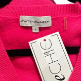 *White + Warren Essential Cashmere Long Sleeve V-Neck Ribbed Trim Pullover Sweater, Size S