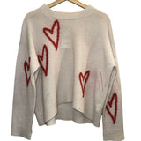 *Zadig & Voltaire Marcus C Cashmere Heart Outline Crew Neck Pullover Sweater, Size XS