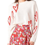 *Zadig & Voltaire Marcus C Cashmere Heart Outline Crew Neck Pullover Sweater, Size XS