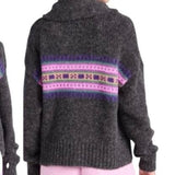 *XiRENA Waylon Alpaca & Wool Fair Isle Chest Stripe Shawl Collar Button-Up Cardigan, Size XS