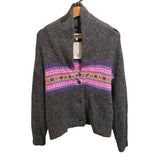 *XiRENA Waylon Alpaca & Wool Fair Isle Chest Stripe Shawl Collar Button-Up Cardigan, Size XS