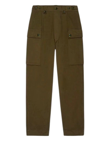 *THE GREAT. Cotton High Rise Cargo Pockets Tab Waist Cinch Hem Utility Pants, Size 27(4)