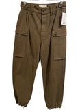 *THE GREAT. Cotton High Rise Cargo Pockets Tab Waist Cinch Hem Utility Pants, Size 27(4)