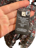 *Isabel Marant Etoile Oklaya Floral Long Sleeve Button Front Sharkbite Midi Dress, Size FR 36=US 4