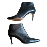 *Tamara Mellon Stark Leather Pointed Toe Back Zipper Stiletto Ankle Boots, Size 39.5