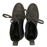 *Rag & Bone Shiloh Leather & Elastic Lace-Up 1.5" Heel Rubber Lug Sole Combat Boots, Size 39.5