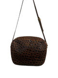 *Salvatore Ferragamo Vara Embossed Leather Crocodile Gold Logo Crossbody Bag