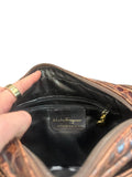 *Salvatore Ferragamo Vara Embossed Leather Crocodile Gold Logo Crossbody Bag
