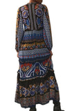 *Farm Rio Ainika Floral Long Sleeve High Neck Tiered Maxi Dress, Size S
