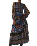 *Farm Rio Ainika Floral Long Sleeve High Neck Tiered Maxi Dress, Size S