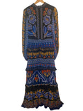*Farm Rio Ainika Floral Long Sleeve High Neck Tiered Maxi Dress, Size S