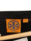 *Tory Burch Simone Merino Wool Rib Knit Gold Logo Buttons V-Neck Boyfriend Cardigan, Size L