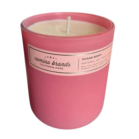 Camino Brands Sugar Berry Candle Matte Light Pink Glass Jar: 13 oz.