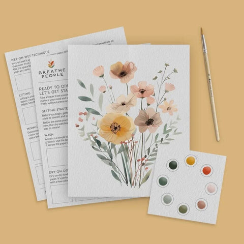 Breathe People Wildflowers Beginner Watercolor Painting Kit
