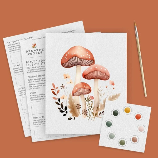 Breathe People Mushroom Forest Beginner Watercolor Painting Kit