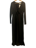 *NWT Significant Other Danika Satin Long Sleeve V-Neck Tie Bust Cut-Out Maxi Dress, Size 8