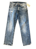 *R13 Boyfriend Cotton Denim Intentionally Distressed High-Rise Straight Crop Jeans, Size 25(0)