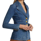 *NWT A.L.C. Amelia Stretch Denim Single Breasted Notch Lapel Patch Pocket Blazer Jacket, Size 12-RUNS SMALL!