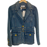 *NWT A.L.C. Amelia Stretch Denim Single Breasted Notch Lapel Patch Pocket Blazer Jacket, Size 12-RUNS SMALL!