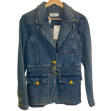 *NWT A.L.C. Amelia Stretch Denim Single Breasted Notch Lapel Patch Pocket Blazer Jacket, Size 12-RUNS SMALL!