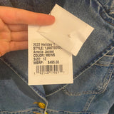 *NWT A.L.C. Amelia Stretch Denim Single Breasted Notch Lapel Patch Pocket Blazer Jacket, Size 12-RUNS SMALL!