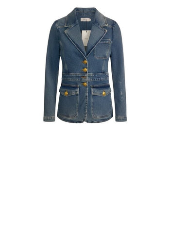 *NWT A.L.C. Amelia Stretch Denim Single Breasted Notch Lapel Patch Pocket Blazer Jacket, Size 12-RUNS SMALL!