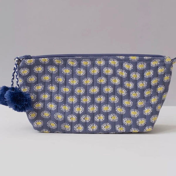 Graymarket Design Daisy Royal Block Print Makeup Pouch