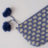 Graymarket Design Daisy Royal Block Print Makeup Pouch