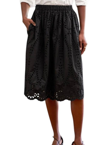 *Frank & Eileen Grace Cotton Eyelet Pull-On Midi Skirt, Size XS