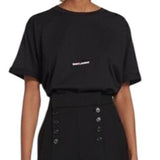 *Saint Laurent Cotton Jersey Small Printed Logo Short Sleeve Round Neck Tee Shirt Top, Size L