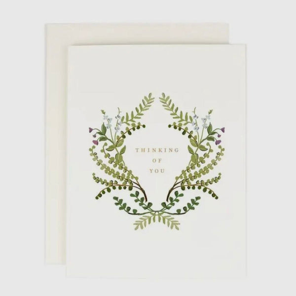 Amy Heitman Thinking of You Ferns Gold Foil Notecard