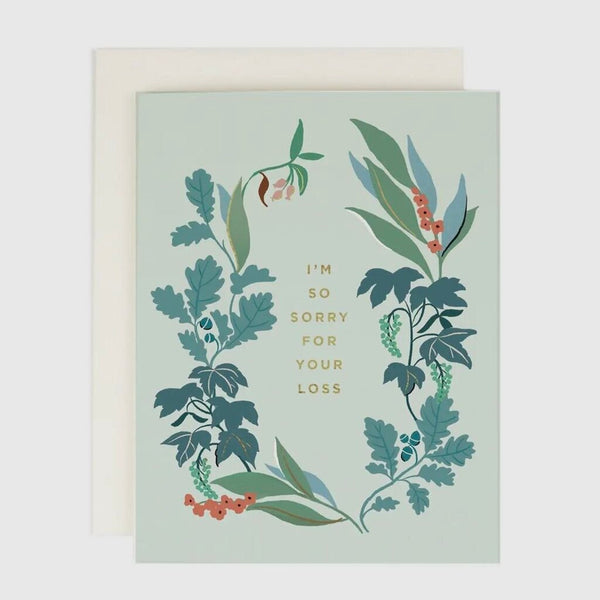 Amy Heitman Sorry For Your Loss Botanical Gold Foil Notecard