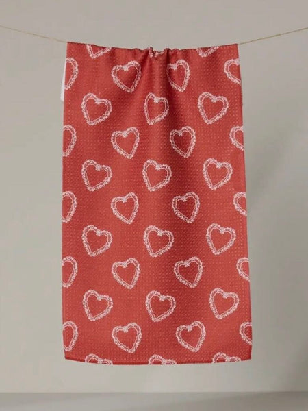 Geometry Soft Heart Scarlet Bar Towel