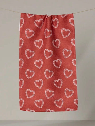 Geometry Soft Heart Scarlet Bar Towel