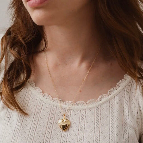 Adorn 512 14K Gold Fill Heart Locket & Chain 18" Necklace