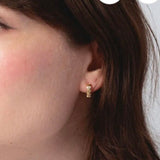 Adorn 512 Gold Plate & CZ Heart Huggie Hoop Earrings