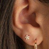 Adorn 512 Gold Plated & CZ Tiny Flower Stud Earrings