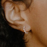 Adorn 512 Lucy Pink CZ Flower Huggie Hoop Earrings