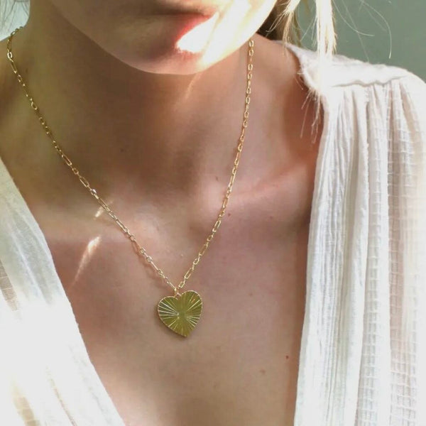 The Silver Wren 18K Gold-Fill Heart Rays Charm Chain 20" Necklace