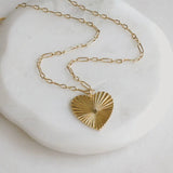 The Silver Wren 18K Gold-Fill Heart Rays Charm Chain 20" Necklace