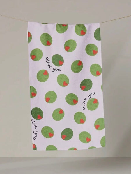 Geometry Olive You Bar Towel