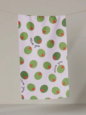 Geometry Olive You Bar Towel