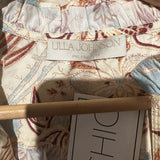 *Ulla Johnson Lei Cotton Floral Flutter Sleeve Ruffle Split Neck Blouse Top, Size 6