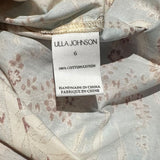 *Ulla Johnson Lei Cotton Floral Flutter Sleeve Ruffle Split Neck Blouse Top, Size 6