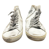 *Golden Goose Francy White Leather Gray Suede Star Lace-Up Hi-Top Sneakers w/Box, Size 40